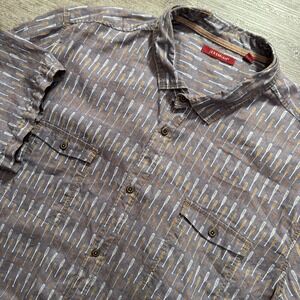Jeremiah Shirt Mens XXL Paddle Oar Print AOP Linen Cotton Short Sleeve Casual